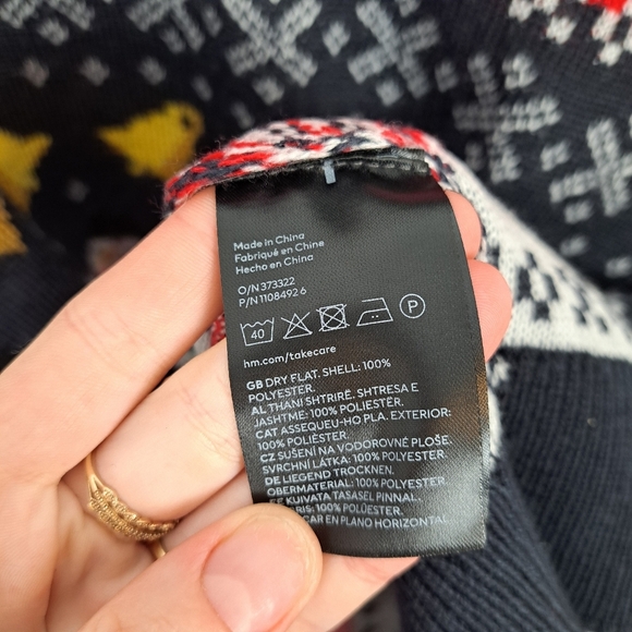 H&M Black Multicolor Christmas Jaquard Knit Snowman Festive Sweater Size XL - Picture 5 of 6